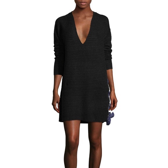 Free People Dresses | Free People Side Lace Up Sweater Dress | Color: Black/Blue | Size: M | Nikkip1986's Closet